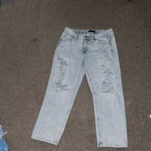 Blue, Baggy jeans that are size Women small.